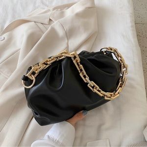 Vegan Leather Cloud Shoulder Bag with 2 Interchangeable Chains